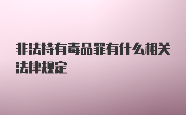 非法持有毒品罪有什么相关法律规定