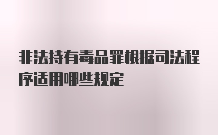 非法持有毒品罪根据司法程序适用哪些规定