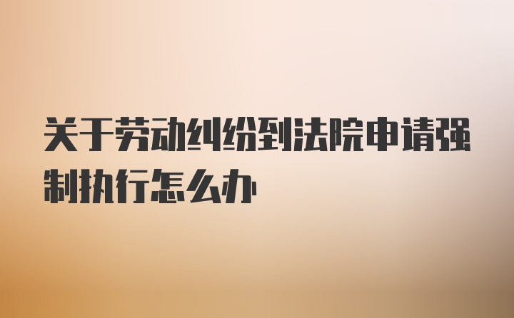 关于劳动纠纷到法院申请强制执行怎么办