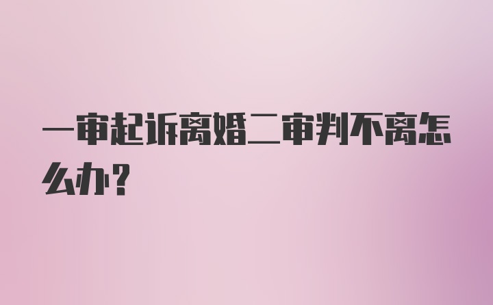 一审起诉离婚二审判不离怎么办？