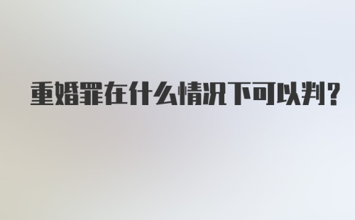 重婚罪在什么情况下可以判？