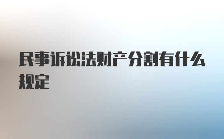 民事诉讼法财产分割有什么规定