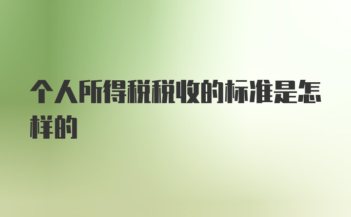 个人所得税税收的标准是怎样的