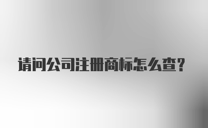 请问公司注册商标怎么查？