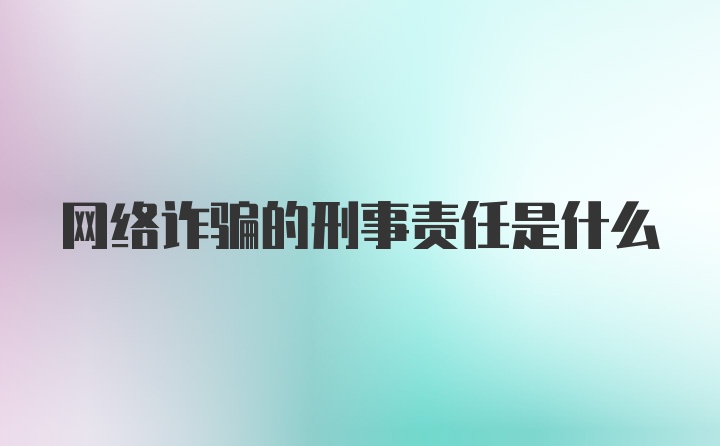 网络诈骗的刑事责任是什么