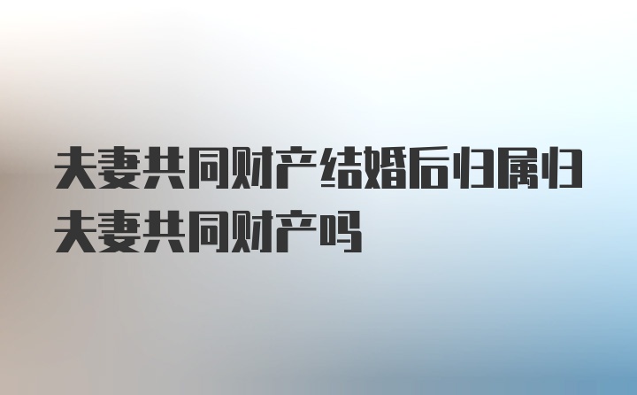 夫妻共同财产结婚后归属归夫妻共同财产吗