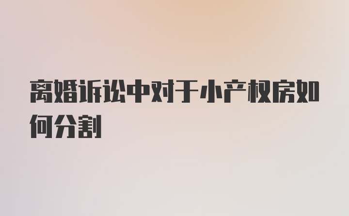 离婚诉讼中对于小产权房如何分割