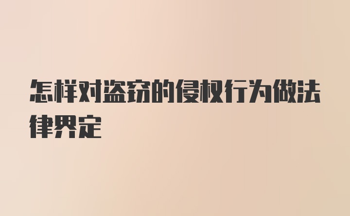 怎样对盗窃的侵权行为做法律界定