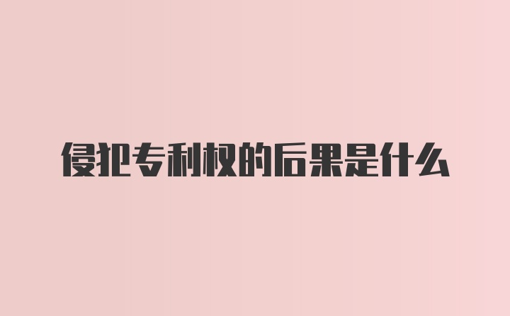 侵犯专利权的后果是什么