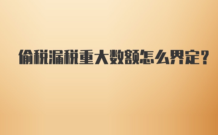 偷税漏税重大数额怎么界定？