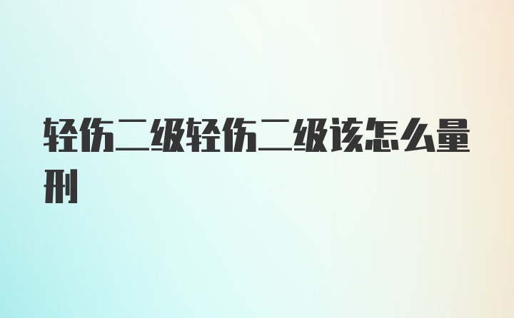 轻伤二级轻伤二级该怎么量刑