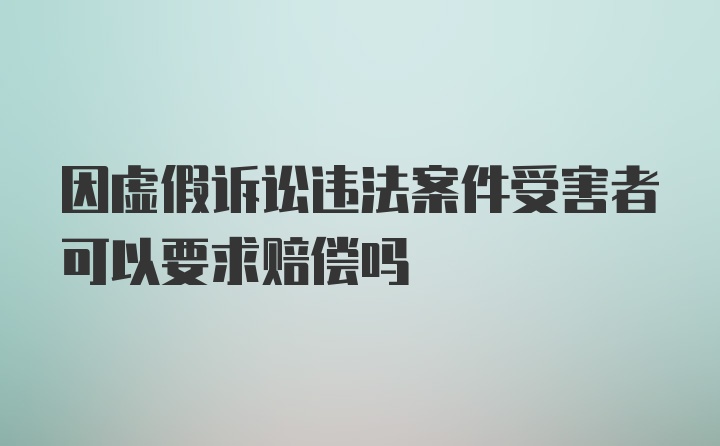 因虚假诉讼违法案件受害者可以要求赔偿吗