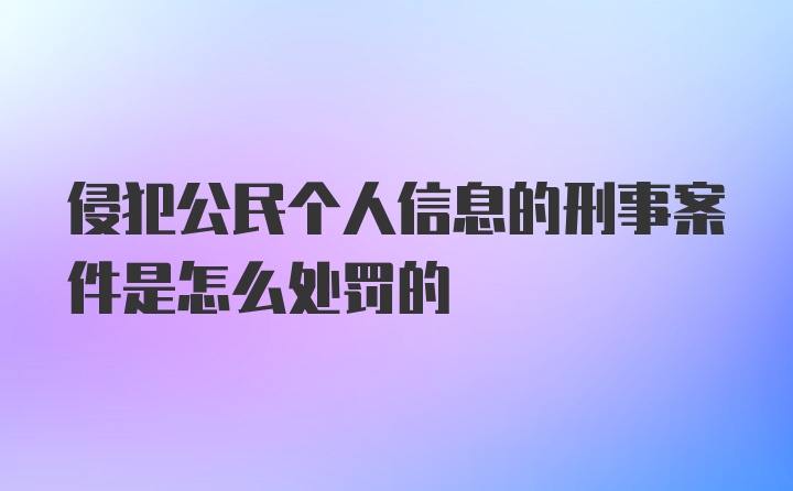 侵犯公民个人信息的刑事案件是怎么处罚的