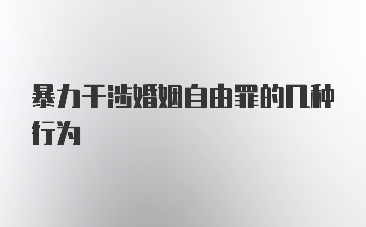 暴力干涉婚姻自由罪的几种行为