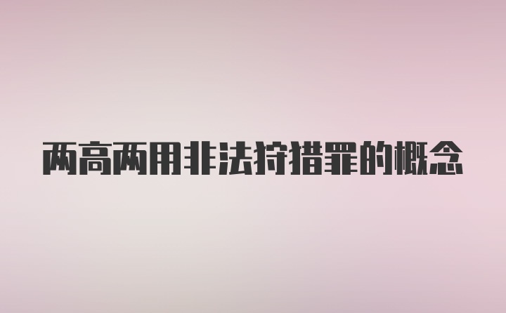 两高两用非法狩猎罪的概念