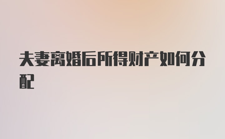 夫妻离婚后所得财产如何分配