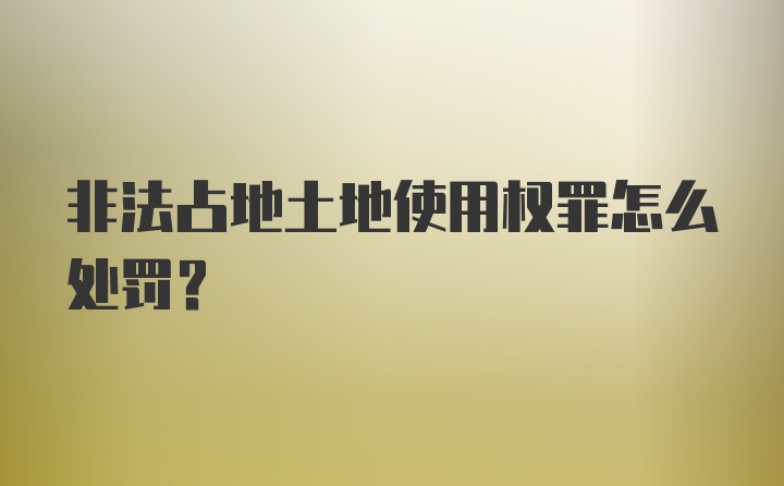 非法占地土地使用权罪怎么处罚？