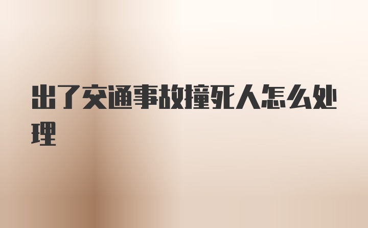 出了交通事故撞死人怎么处理