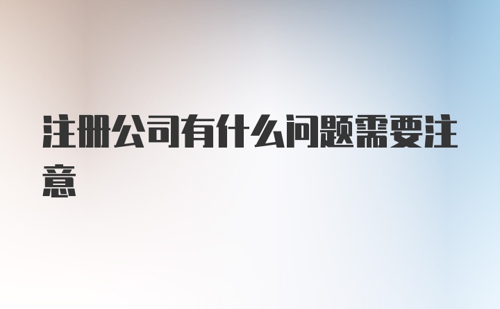 注册公司有什么问题需要注意