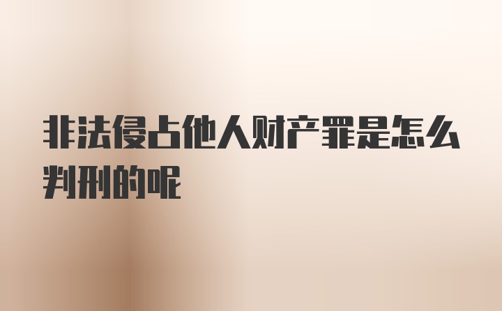 非法侵占他人财产罪是怎么判刑的呢