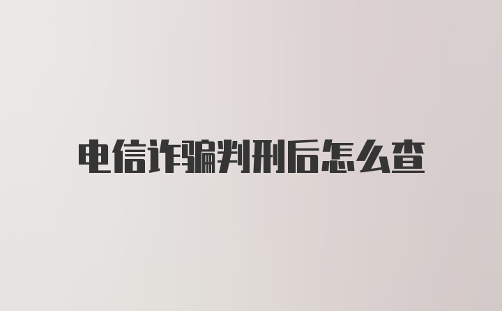 电信诈骗判刑后怎么查