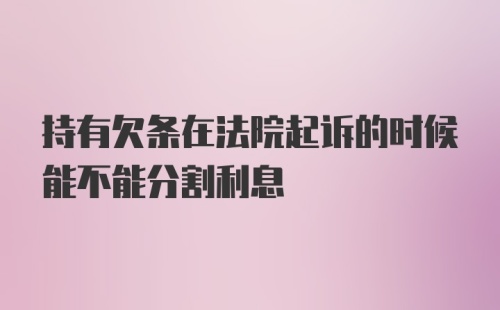 持有欠条在法院起诉的时候能不能分割利息