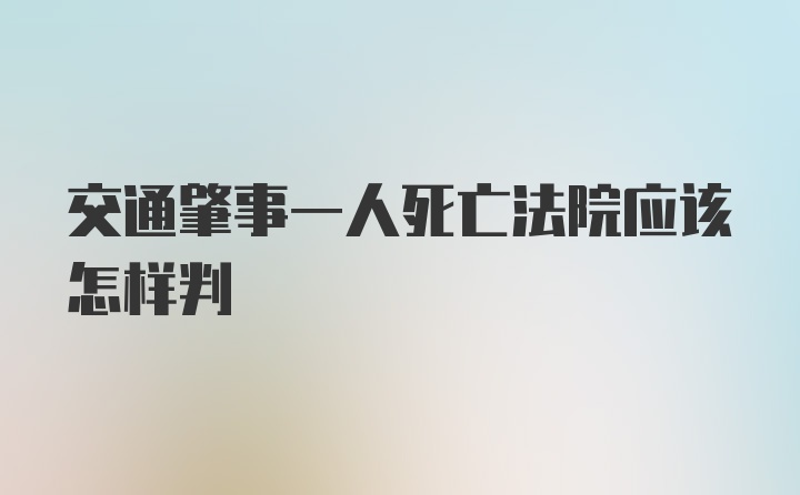 交通肇事一人死亡法院应该怎样判