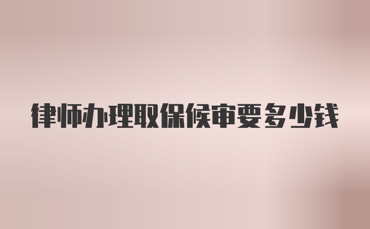 律师办理取保候审要多少钱