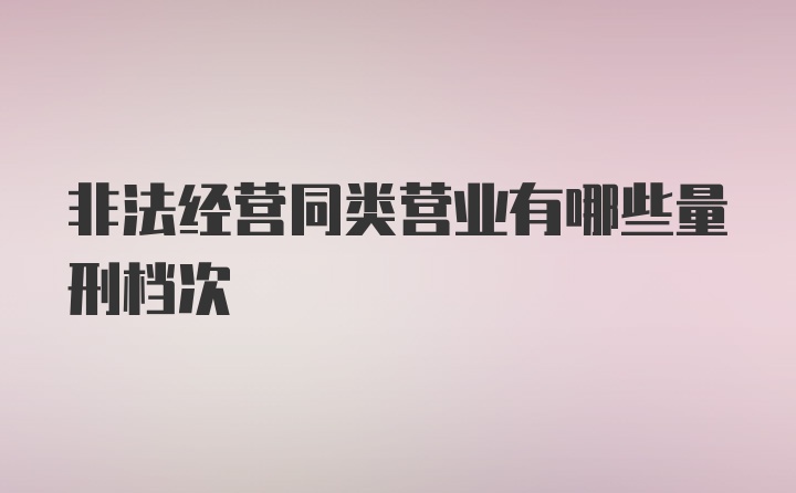 非法经营同类营业有哪些量刑档次