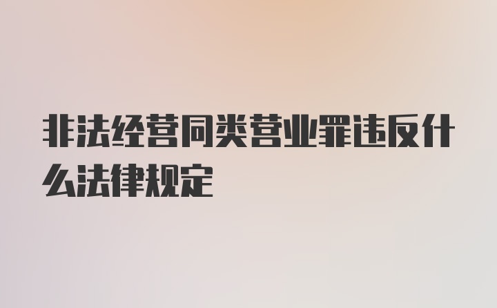 非法经营同类营业罪违反什么法律规定