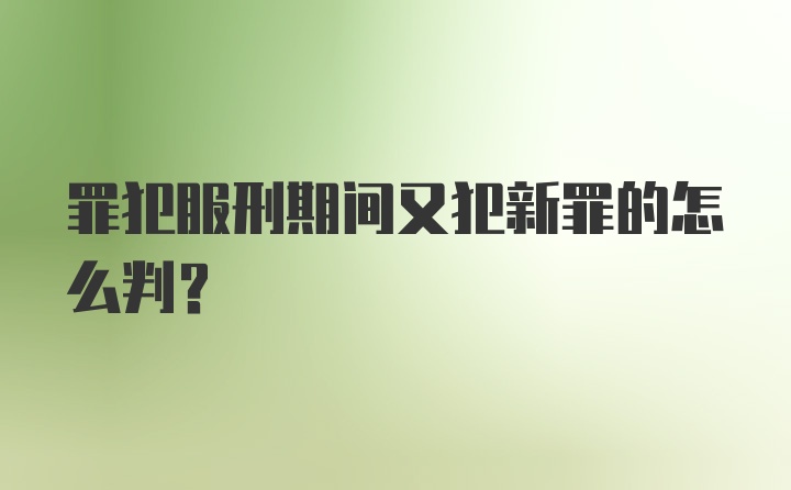 罪犯服刑期间又犯新罪的怎么判?