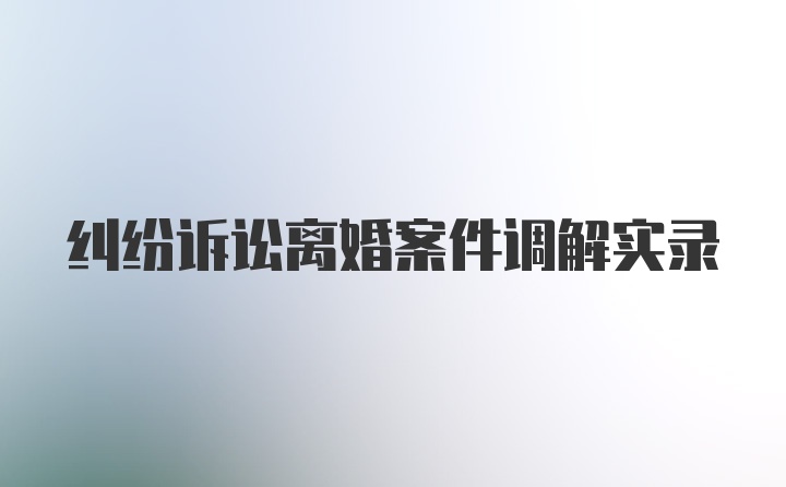 纠纷诉讼离婚案件调解实录