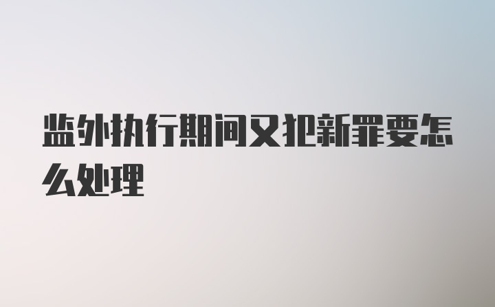 监外执行期间又犯新罪要怎么处理