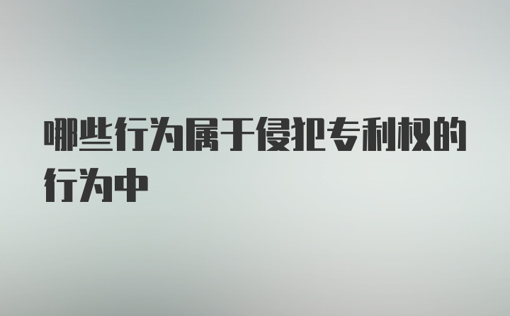 哪些行为属于侵犯专利权的行为中