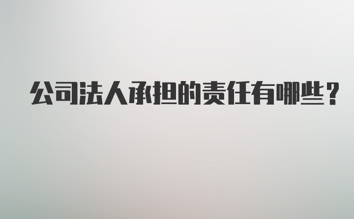 公司法人承担的责任有哪些?