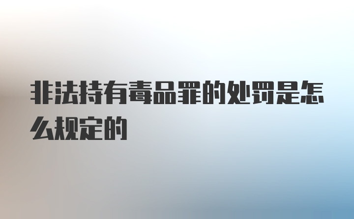 非法持有毒品罪的处罚是怎么规定的