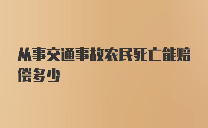 从事交通事故农民死亡能赔偿多少