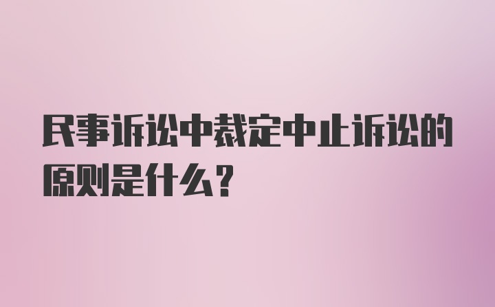 民事诉讼中裁定中止诉讼的原则是什么？