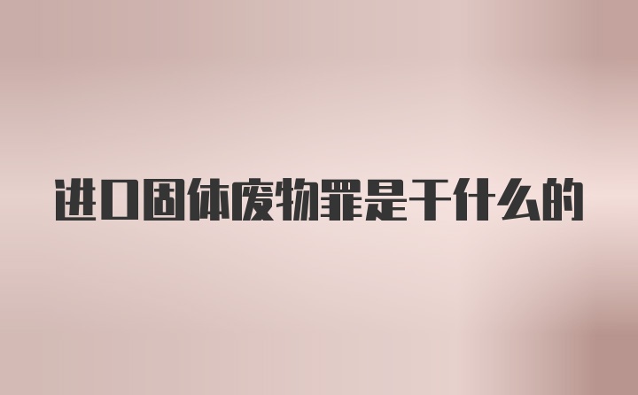 进口固体废物罪是干什么的