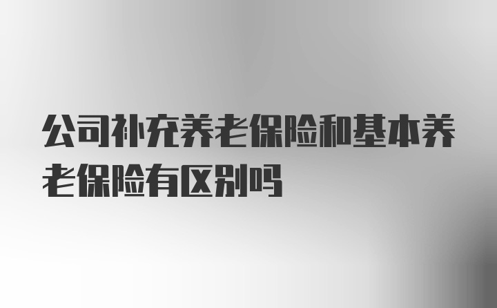 公司补充养老保险和基本养老保险有区别吗