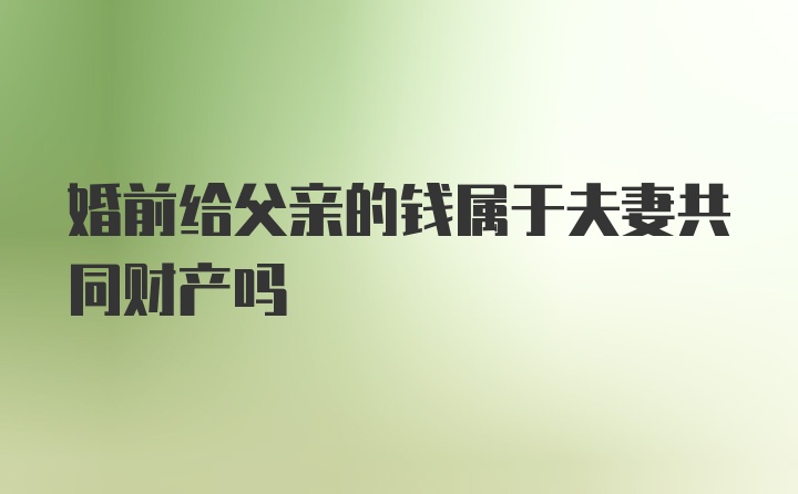 婚前给父亲的钱属于夫妻共同财产吗