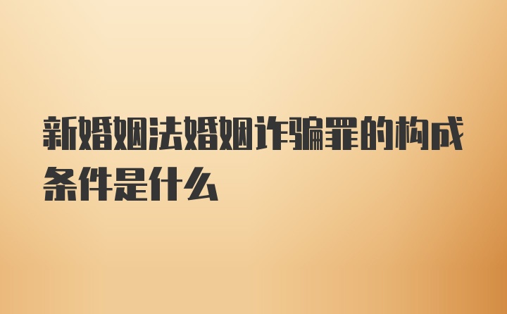 新婚姻法婚姻诈骗罪的构成条件是什么