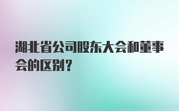 湖北省公司股东大会和董事会的区别？