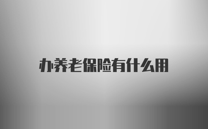 办养老保险有什么用