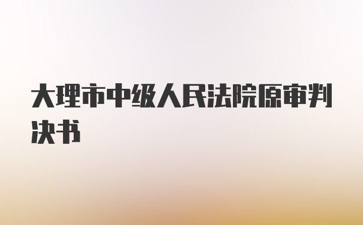 大理市中级人民法院原审判决书