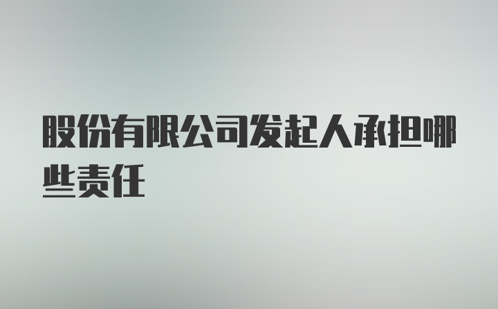 股份有限公司发起人承担哪些责任