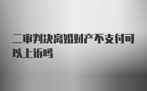 二审判决离婚财产不支付可以上诉吗