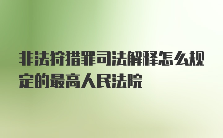 非法狩猎罪司法解释怎么规定的最高人民法院