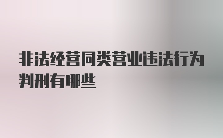 非法经营同类营业违法行为判刑有哪些