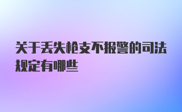 关于丢失枪支不报警的司法规定有哪些